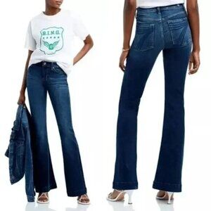 7 For All Mankind Womens Dojo Flare Leg Jeans Mid Rise Stretch Blue Size 27